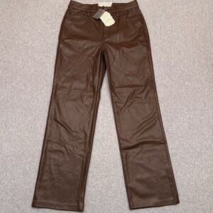 NEW Altar'd State‎ Pants Womens 28 Brown Faux Leather Mid-Rise Straight Boho Y2K